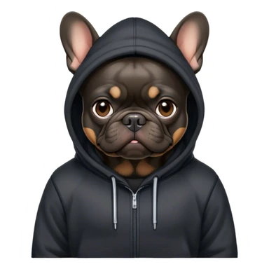 Black French bulldog in a Black hoodie looking like cyber hacker sticker