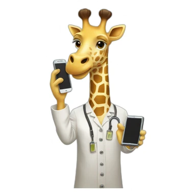 white clothed giraffe holding a smartphone and a ruler in two hands  sticker