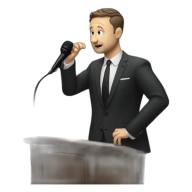 tim robinson in suit sad singing into microphone stand (full body, ios17, sad) sticker