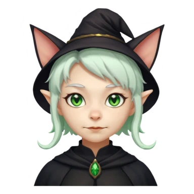 Goblin girl witch white hair, and cats ears 
 sticker