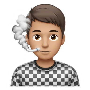 Vaquero camisa de cuadros blanca con negro  joven sacando humo d ela boca  sticker