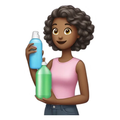 girl with shampoo bottle in her hands sticker