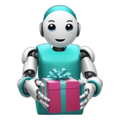 humanoid robot with a gift in his hands sticker