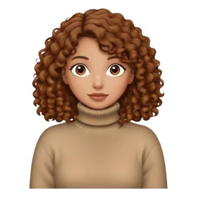 Lady with brown curly hair wearing a Turtleneck sweater sticker