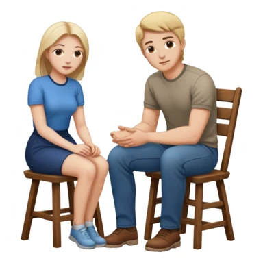 MaN sitting on chair Woman kneeling sticker