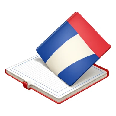 open notebook with French flag on the page sticker