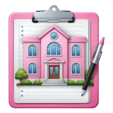 pink school on a clipboard sticker