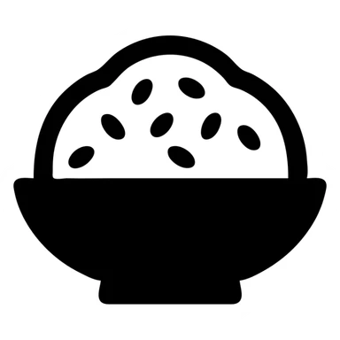 A dish of rice topped with black sesame seeds sticker