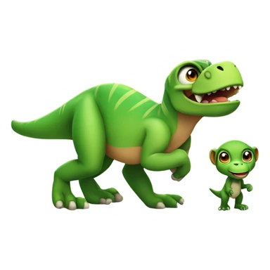 a cute monkey and a trex sticker