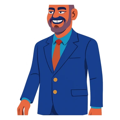 Edi Rama, smiling, vibrant toon style, emphasizing his tall stature and expressive face sticker