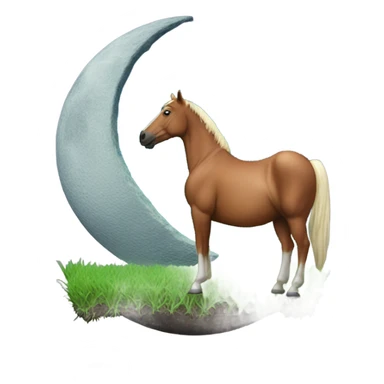 Horse eating grass on the moon sticker