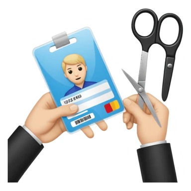 Scissors cutting an ID card in 2 parts.hyper realistic sticker