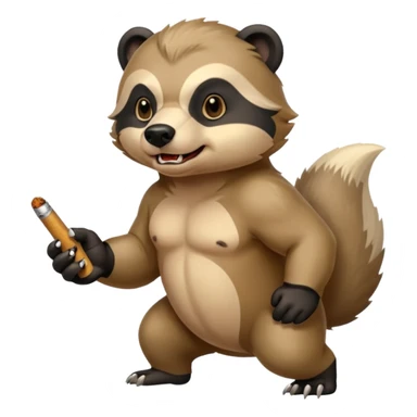 honey badger smoking a cigarette chasing a bear sticker