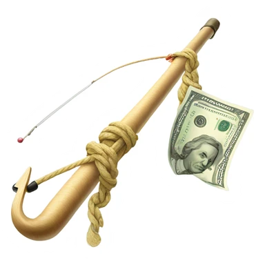 Fishing pole catching cash sticker