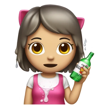 Hello kitty sobbing tears with alcohol hello kitty sticker