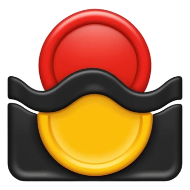 a wavy black and red rectangle with a yello circle in the middle  sticker