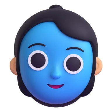 blue avatar emoji with a round face sticker