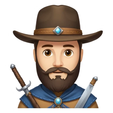 a western earl with full beard, wearing hat, having blade sticker