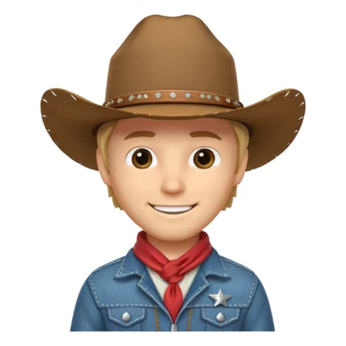 cute cowboy portrait, head and shoulders only, cowboy hat, bandana, western jacket collar, confident smile, 3D cartoon, mobile game icon style, clean background, no text, no watermark
 sticker