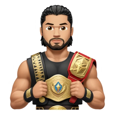 Roman Reigns WWE wrestler with championship belt sticker