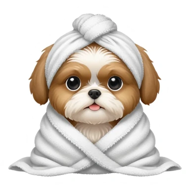 shihztu puppy wrapped in a towel sticker