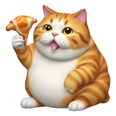 Fat Cat eating a iridescent chicken leg sticker