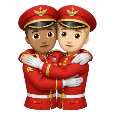 dos soldados dando es un abrazo de solidaridad de fraternidad sticker