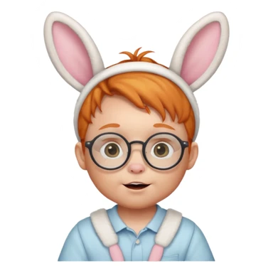 bunny ear wearing ginger small baby spectacled sticker