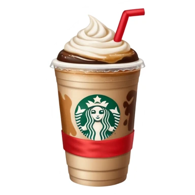 Starbucks iced espresso with milk and the cup has red ribbons printed on it sticker
