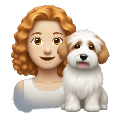 ginger short haired person with a coton de tulear sticker