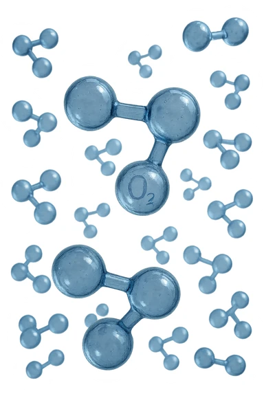 molecole di ossigeno che volano realistiche sticker