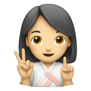 Japanese woman two fingers peace sticker