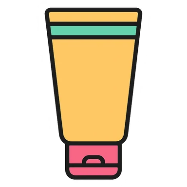 empty cosmetic cream tube, standing upright, simple design sticker