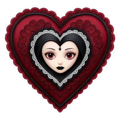 goth themed heart with a black lace handkerchief sticker
