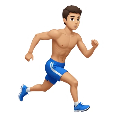 brunette man athlete with blue shorts running very fast sticker