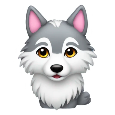 a kawaii wolf with butterflies sticker