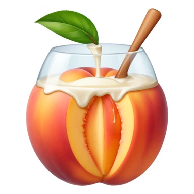 There is a lot of milk on the cut peaches. sticker