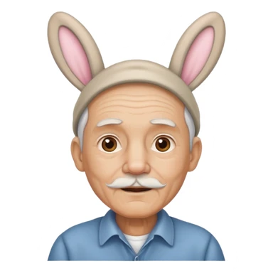 old man with bunny ears sticker