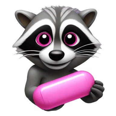 thug racoon holding pink pill sticker