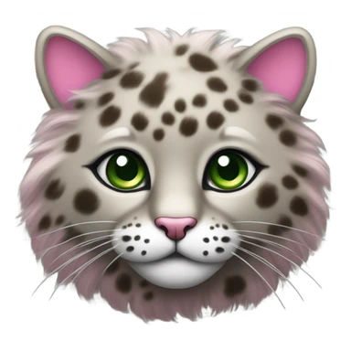 Fluffy leopard brown and grey cat with pink chocker and green eyes sticker