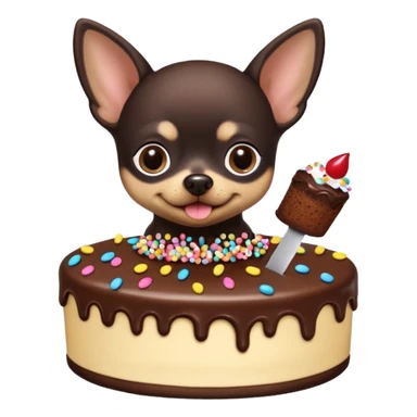 Black chihuahua with a piece of cake sticker
