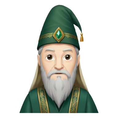 albus dumbledore from harry potter with dark green turkish fez hat and decorative motifs, no gem sticker
