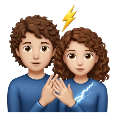 a 15 year old girl with brown curly hair but she has lightnings in it with a brown haired boy who gave her a promise ring sticker