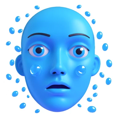 emoji of a face visually overstimulated from looking at a screen, eyes reflecting digital overload with glassy, glossy, blue light reflections, floating windows and icons in the eyes, expression showing mental exhaustion, confusion, trance-like state from too much virtual content sticker