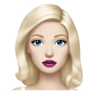 Hot girly pale blonde with blue eyes and pink lips wearing YsL sticker