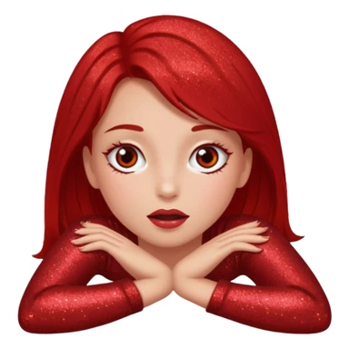 red glitter girl with eyes lying on the floor sticker