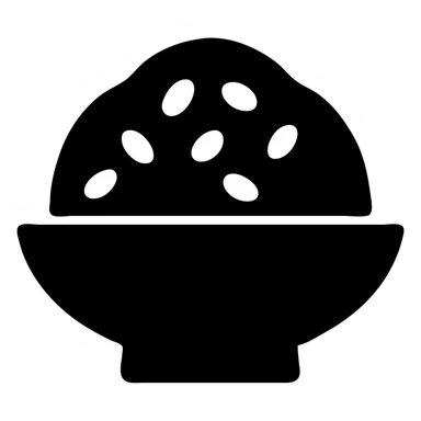 A dish of rice topped with black sesame seeds and soy sauce. sticker