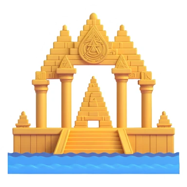 Ancient Anunnaki golden underwater temple with mysterious symbols sticker