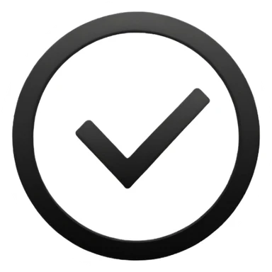 Black circle with a check mark on it sticker