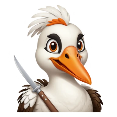 Silly Goose, holding knife in mouth sticker